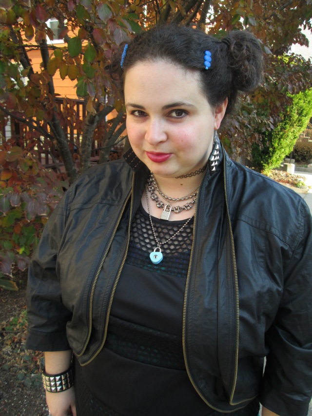 plus size pleather and mesh top punk outfit