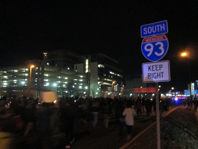 Marching to shut down the I-93 connector.