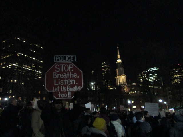 Thursday night's protest on the Boston Common.