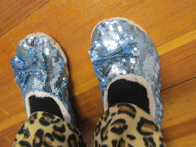 blue sequin snoozies slippers
