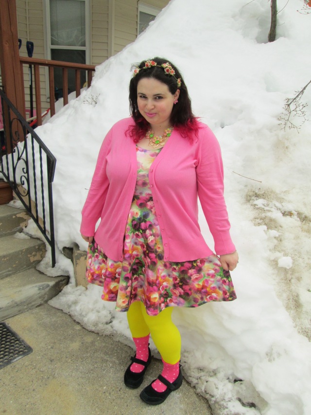 plus size pink and yellow floral outfit